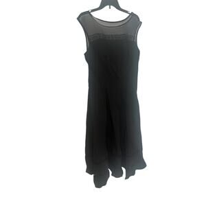 Eshakti‎ Custom Black Sleeveless Cotton Midi Dress w/ Mesh 12-14 XL